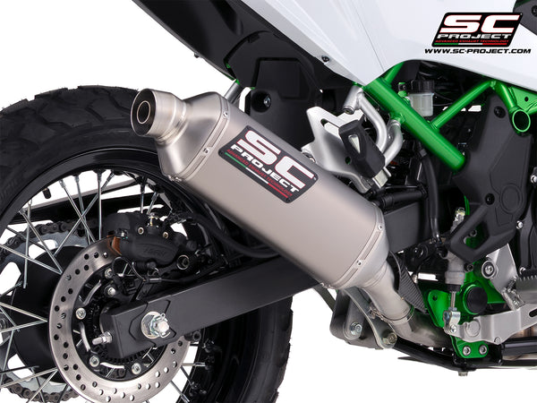 Kawasaki KLE 500 with SC-Project Rally Raid titanium exhaust, detail view
