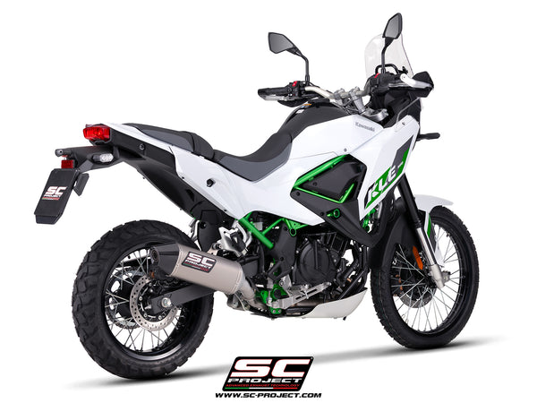 Kawasaki KLE 500 with SC-Project MX titanium exhaust, low mount, 3/4 rear view