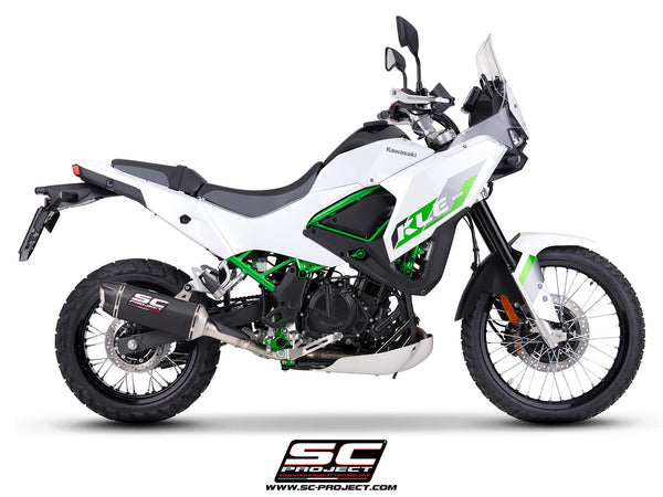 Kawasaki KLE 500 with SC-Project SC1-X carbon fibre exhaust, low mount, side view