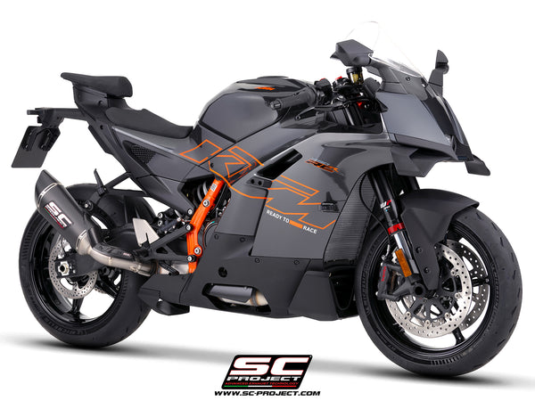 KTM 990 RC-R with SC-Project SC1-R carbon fibre exhaust, 3/4 front view