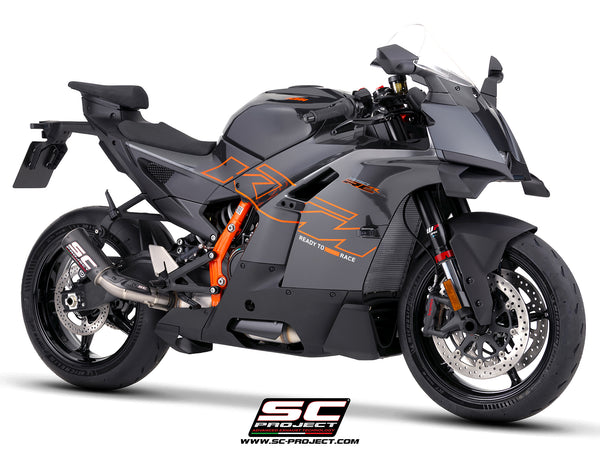 KTM 990 RC-R with SC-Project CR-T M2 carbon fibre exhaust, 3/4 front view