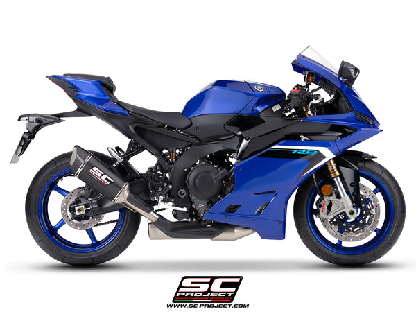 Yamaha R9 with SC-Project full exhaust system stainless steel, with SC1-R carbon fibre exhaust, side view