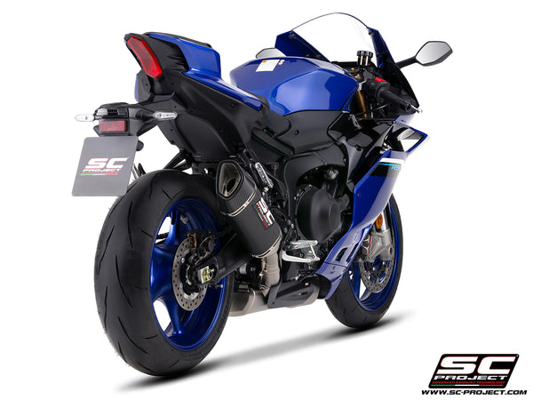 Yamaha R9 with SC-Project full exhaust system stainless steel, with SC1-R carbon fibre exhaust, rear view
