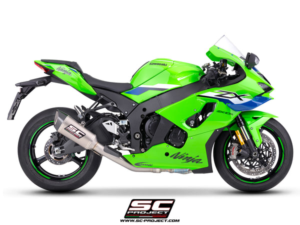 Kawasaki Ninja ZX-10R with SC-Project de-cat link pipe with SC1-R 250 mm titanium exhaust, side view