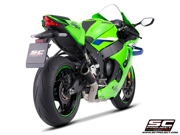 Kawasaki Ninja ZX-10R with SC-Project de-cat link pipe with CR-T carbon fibre exhaust, rear view