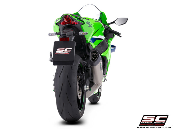 Kawasaki Ninja ZX-10R with SC-Project de-cat link pipe with SC1-R 350 mm titanium exhaust, back view