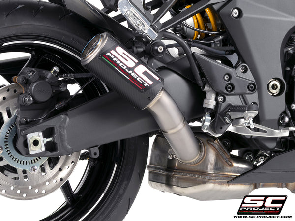 Kawasaki Ninja 1100SX with SC-Project CR-T carbon fibre exhaust, detail view