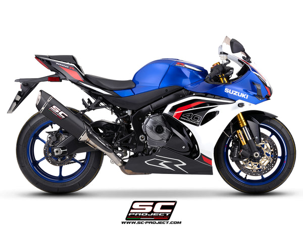 Suzuki GSX-R1000R with SC-Project SC1-R 350mm carbon fibre exhaust, side view