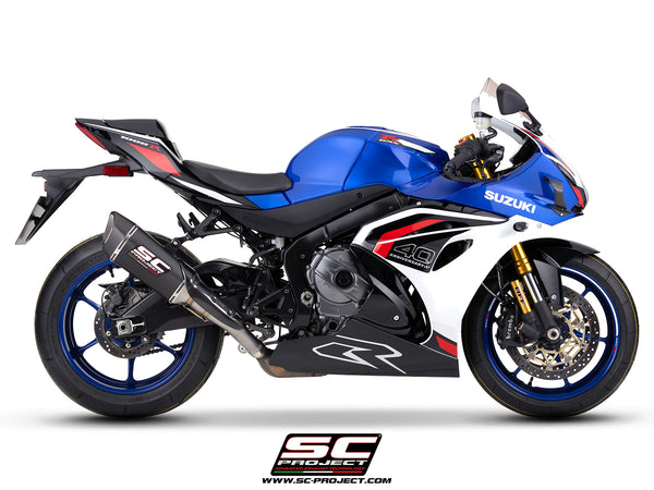 Suzuki GSX-R1000R with SC-Project SC1-R 250mm carbon fibre exhaust, side view