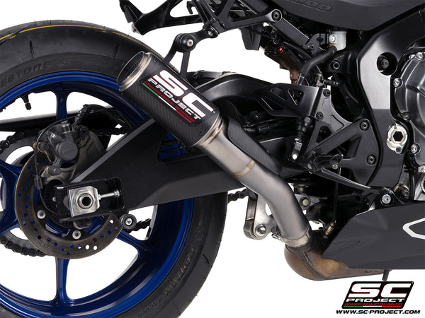 Suzuki GSX-R1000R with SC-Project CR-T carbon fibre exhaust, detail view