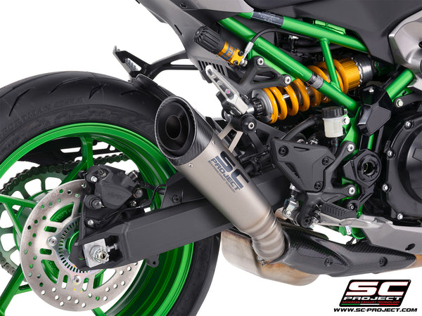 Kawasaki Z900 with SC-Project S1 titanium exhaust, detail view