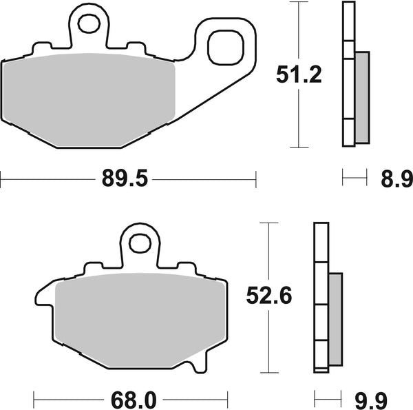 BREMBO Rear Brake Pad Set, Kawasaki ZZR 600 1993+ – 07KA16