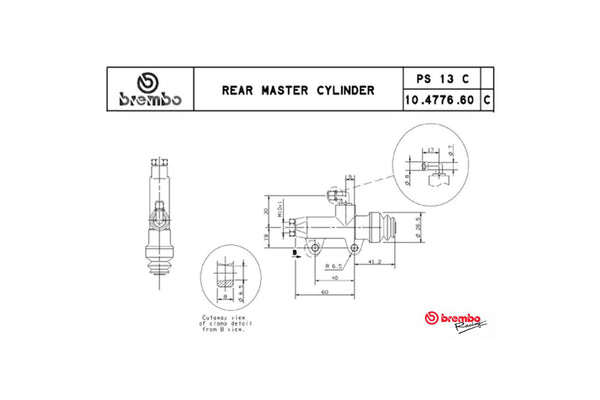 CNC RACING | Brembo Racing Rear Brake Master Cylinder 13 - Straight Outlet