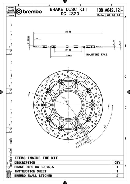 BREMBO 108A64212 brake disc