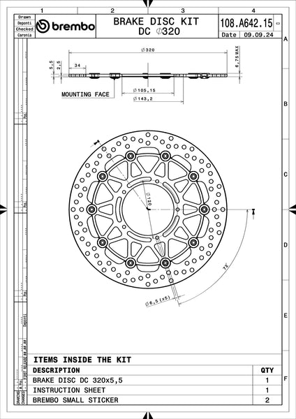 BREMBO 108A64215 brake disc