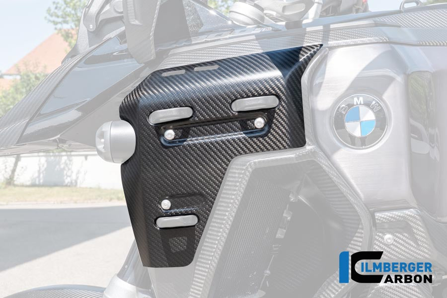 Ilmberger Carbon | Water radiator cover left with holes for the case holder carbon matte R 1300 GS Adventure — BMW R 1300 GS ADV ab2024 Carbon