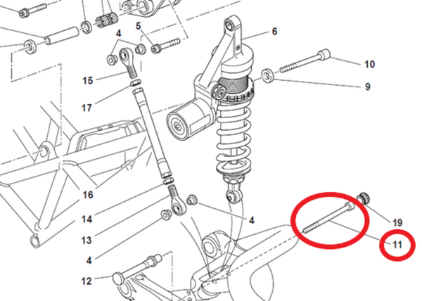 KBIKE Screw M10x83 suspension strut Ohlins in titanium Pos. 12 KB.VIT.AMM.OHL