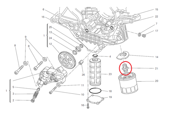 KBIKE Oil filter screw M16x1,5 in titanium Pos. 14 KB.VIT.FIL.OL