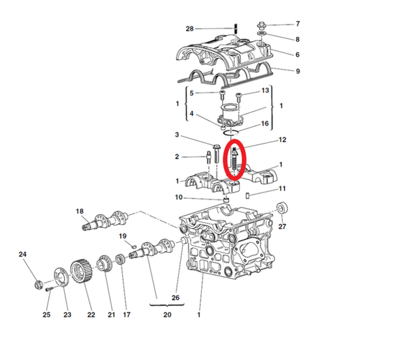 KBIKE Camshaft holding screw M8x33 in titanium Pos. 17 KB.VIT.8x33