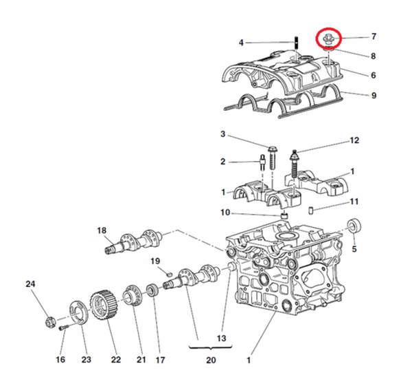 KBIKE Nut valve cover in titanium Pos. 16 KB.VIT.CAR.VALV