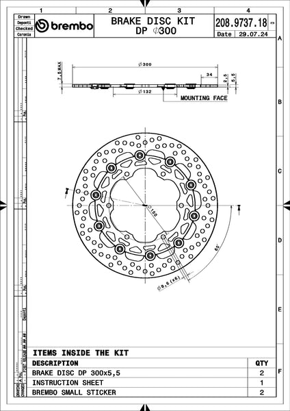 BREMBO 208973718 Supersport floating brake disc