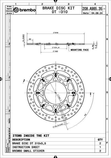 BREMBO 208A98535 official product image