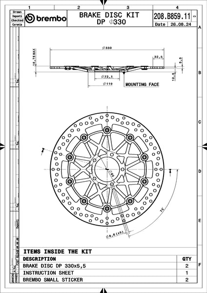 BREMBO 208B85911 official product image