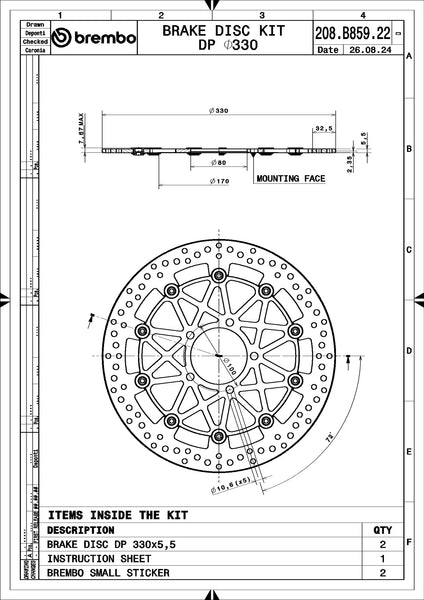 BREMBO 208B85922 official product image