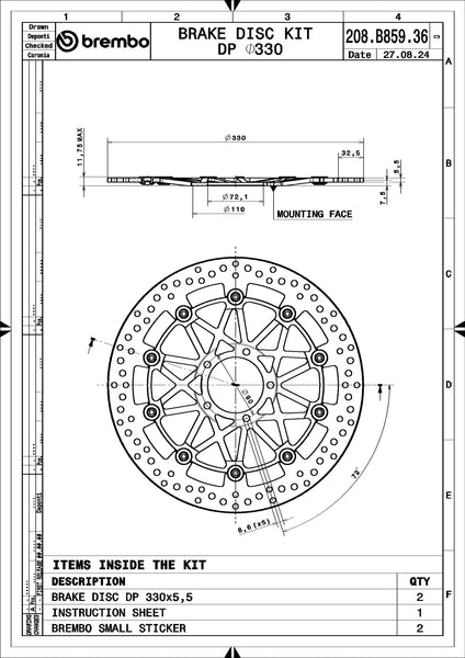 BREMBO 208B85936 official product image