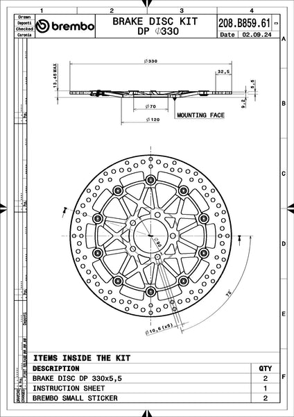 BREMBO 208B85961 official product image