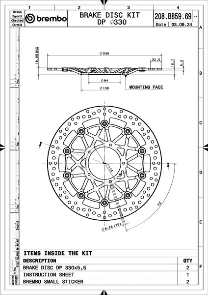 BREMBO 208B85969 official product image