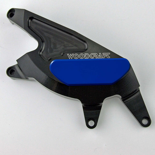 60-0225RC Suzuki SV650 '03-12 RHS Clutch Cover Protector, Black with Skid Pad Options - Woodcraft Technologies