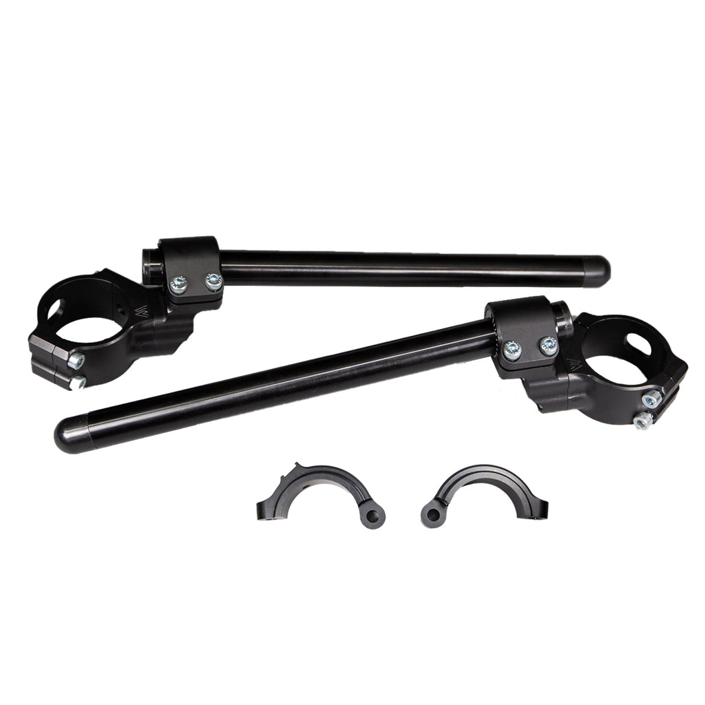 12-2755D BMW S1000RR Side Mount 35mm Rise Adjustable Angle Clipon Risers, 55mm w/ OEM Clipon Delete
