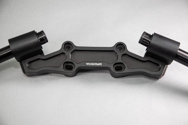 Adjustable Riser Clipon Adapter Plate w/ Std. Black Bars Kawasaki NINJA 650 2006-2016, ER6N 2009-2011 - Woodcraft Technologies