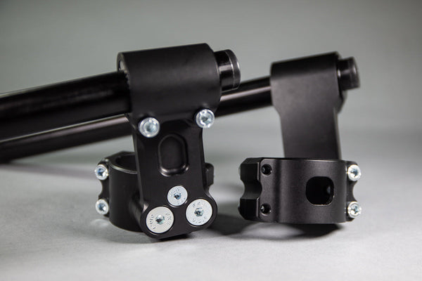 BMW R Nine T Pure-Scrambler 43mm Adjustable Angle 75mm Rise Clip-on Riser Assembly with Standard Black Bars - Woodcraft Technologies