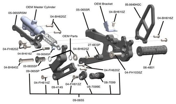 05-0658B Ducati Streetfighter V4/V4S Complete Rearset