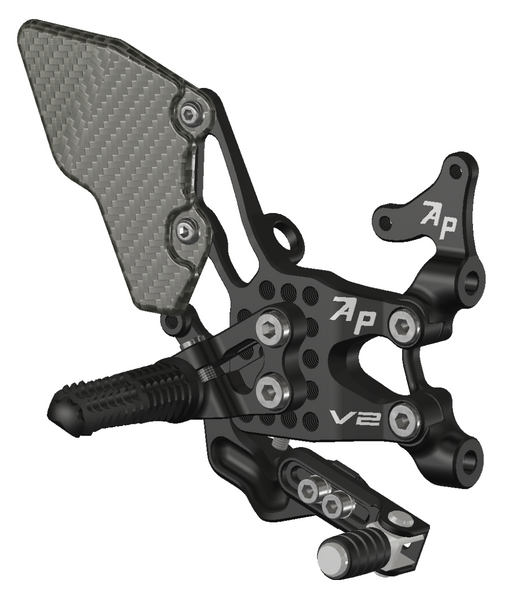 Rear Set Kit, Ducati V2, 2020-2024, Black 516110B