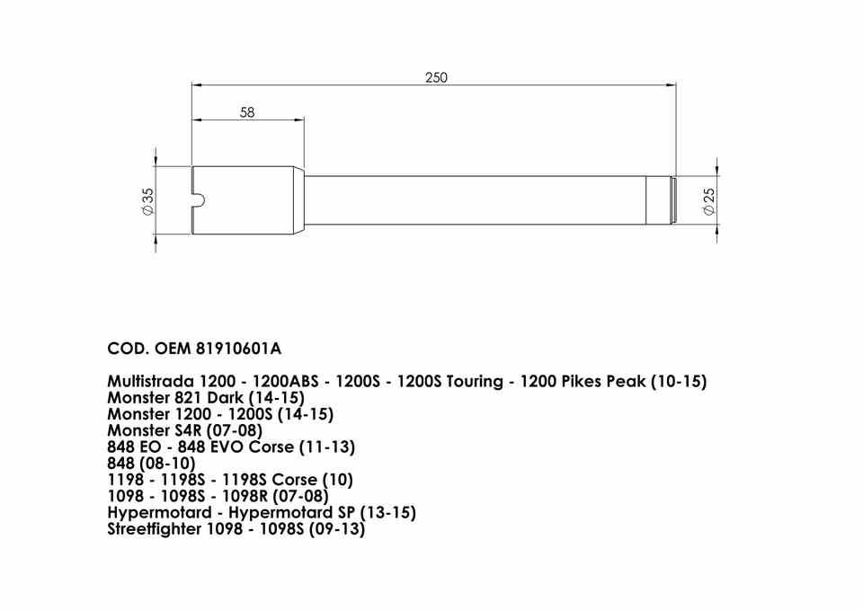 KBIKE Front axle Ducati 81910601A PR04
