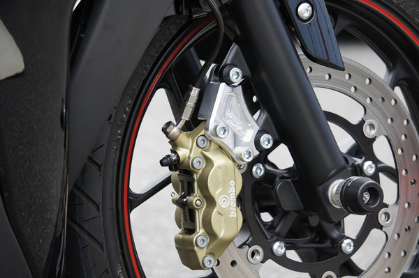 OVER Racing Front Caliper Bracket for Brembo 4-Piston Caliper Silver YZF-R25/MT-25 | 83-35-11 image 2