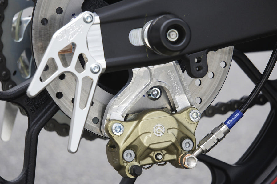 OVER Racing Rear Caliper Bracket for Brembo 2-Piston Caliper Silver YZF-R25 | 83-35-21 image 1