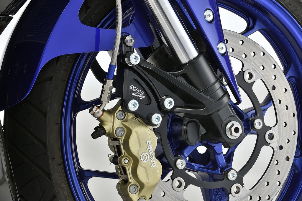 OVER Racing Front Caliper Bracket for Brembo 4-Piston Caliper Black YZF-R25(19-) | 83-351-11B image 1
