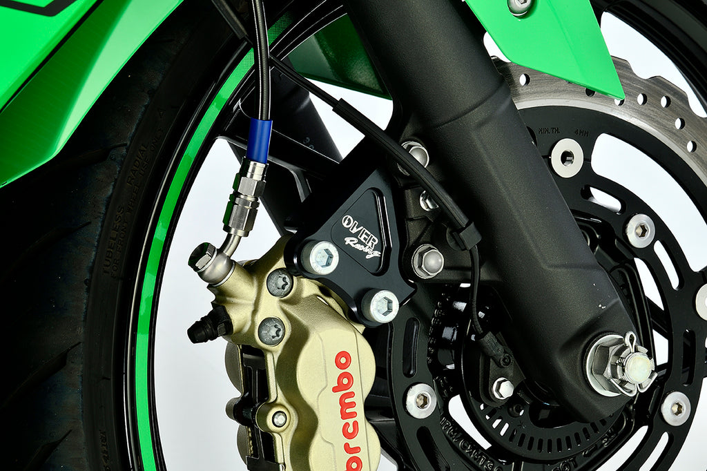 OVER Racing Front Caliper Bracket for Brembo 4-Piston Caliper Black Ninja400(23-) | 83-723-11B image 1