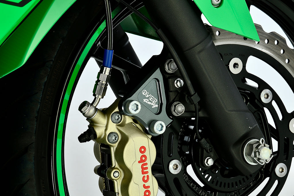 OVER Racing Front Caliper Bracket for Brembo 4-Piston Caliper Gunmetal Ninja400(23-) | 83-723-11GM image 1