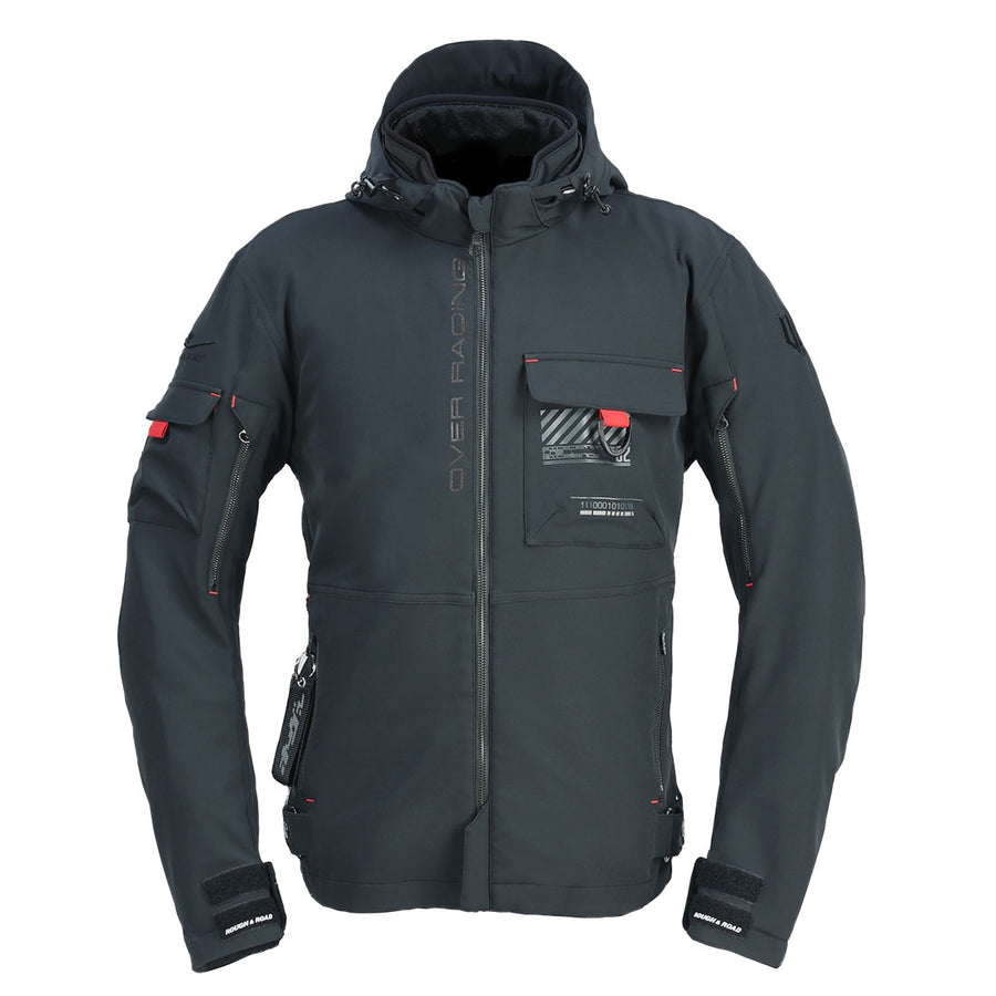 OVER Racing Air-Through Softshell Hoodie FP Black LL Size OVER/Rough & Road | 95-99-55LL image 1
