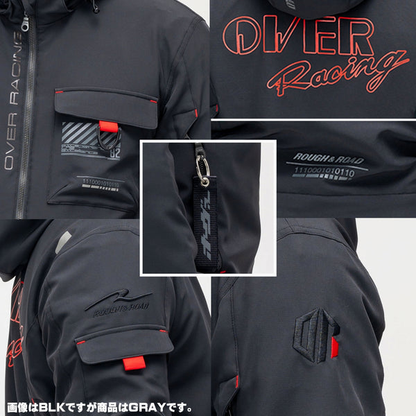OVER Racing Air-Through Softshell Hoodie FP GRAY LL Size OVER/Rough & Road | 95-99-56LL image 4