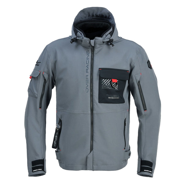 OVER Racing Air-Through Softshell Hoodie FP GRAY L Size OVER/Rough & Road | 95-99-56L image 1
