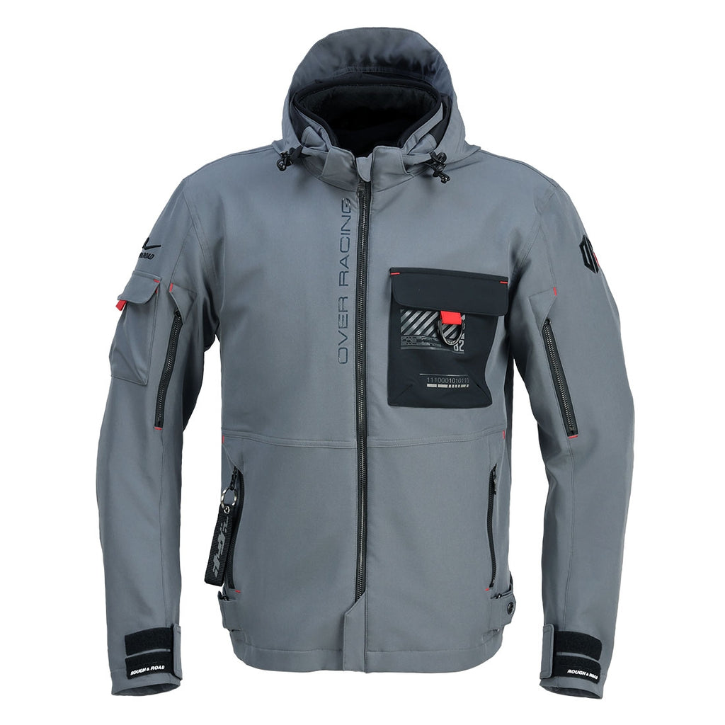 OVER Racing Air-Through Softshell Hoodie FP GRAY WL Size OVER/Rough & Road | 95-99-56WL image 1