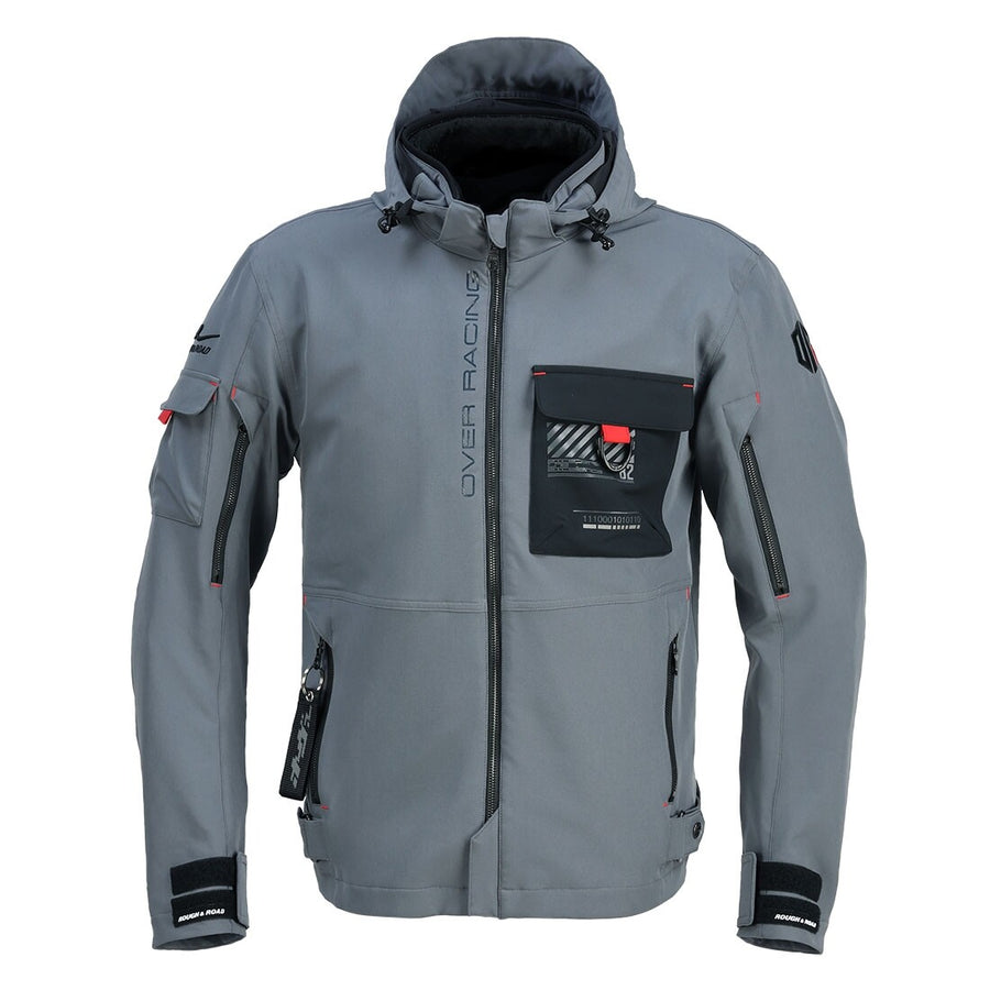 OVER Racing Air-Through Softshell Hoodie FP Gray WM Size OVER/Rough & Road | 95-99-56WM image 1