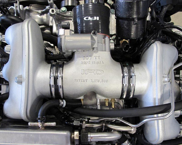 PORSCHE 997.1 Turbo 3.8L Competition 82mm IPD Plenum ('06-'09) | Part #97282 + Genuine "GT3" Porsche 82mm Throttle Body | Part# TB0082