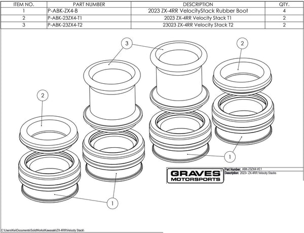 Graves Motorsports Kawasaki ZX-4RR / ZX-4R Velocity Stacks  V1